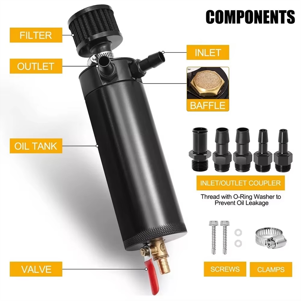 Oil Drain Tank - GOODT37C Universal 2 Port Aluminum 750ml