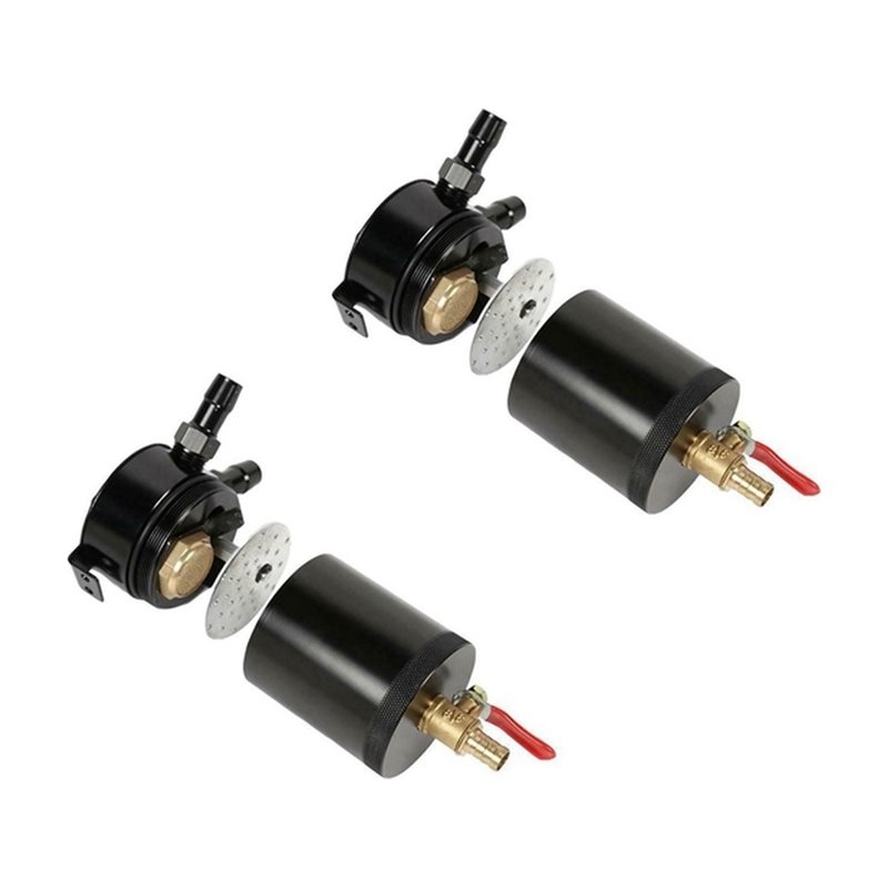 Oil Drain Tank - New-Dual-Channel Baffled Oil Catch Can 2-Port
